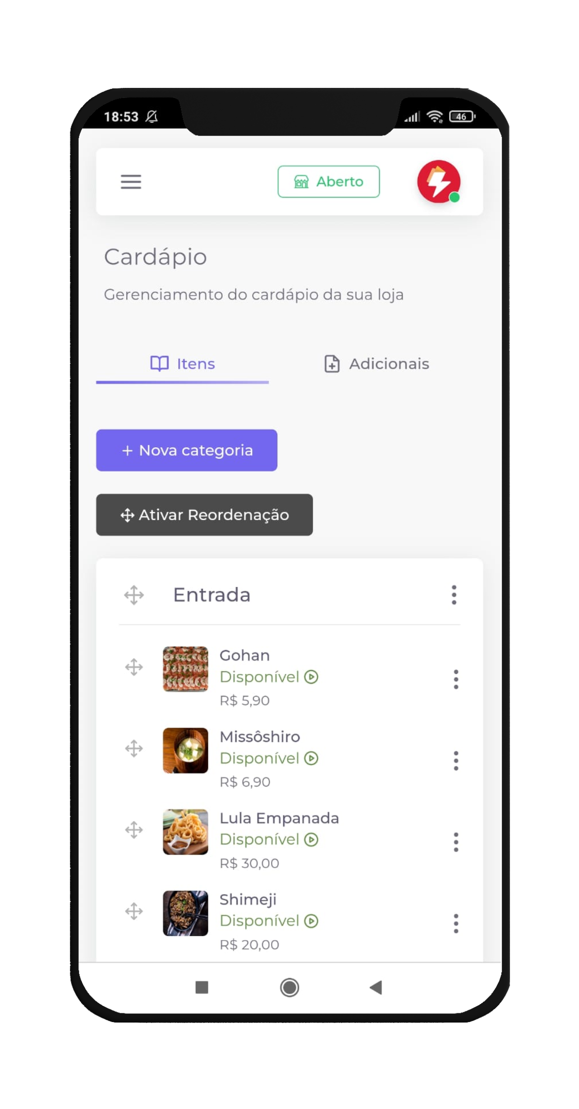 imagem da tela do celular com o passo 1